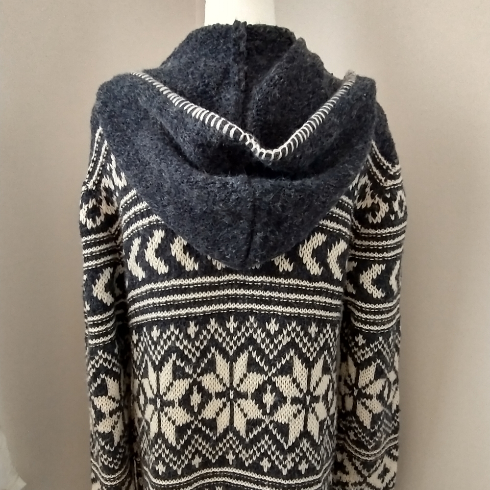 Sundance Talisman long hooded fairisle cardigan sweater M - Picture 6 of 9